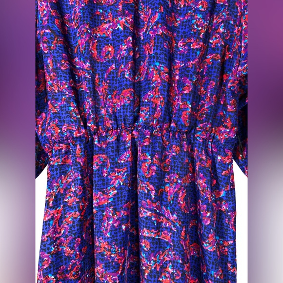 Vintage 80s Petites by Willi Blue and Red Abstract Patterned Maxi Dress - Picture 7 of 8